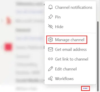 Manage channel in Microsoft Teams